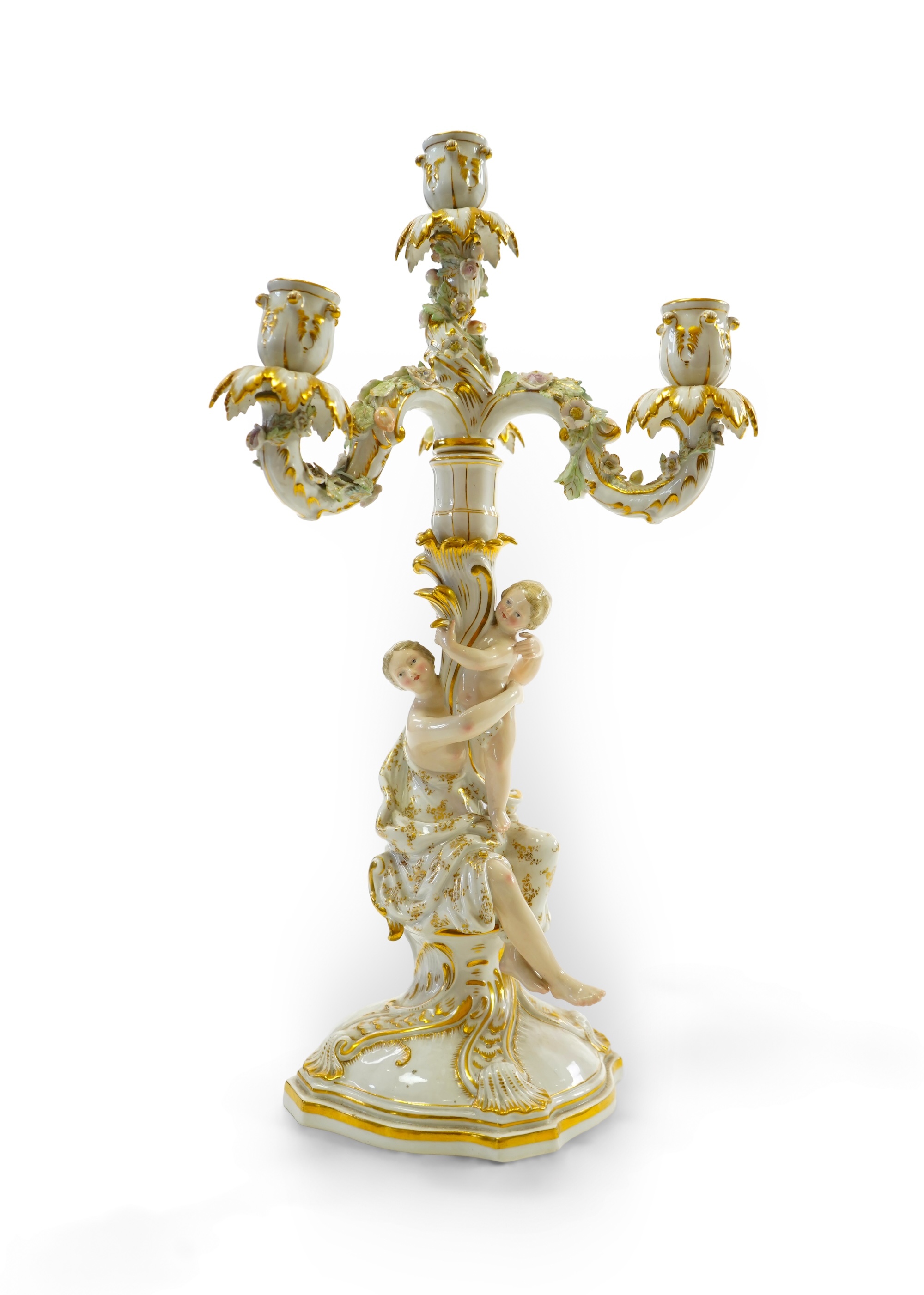 A Meissen figural candelabra, late 19th century